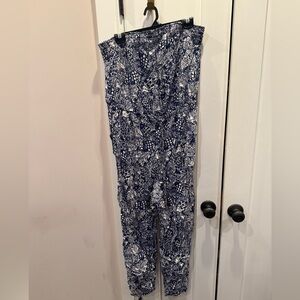 Lilly Pulitzer for Target Strapless Jumpsuit Upstream Navy White Sz XL